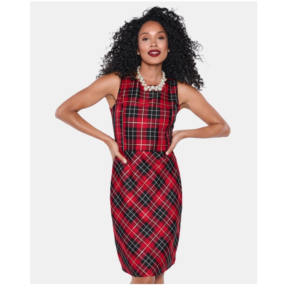 NWT Children’s Place Adult Holiday Plaid Sleeveless Dress Size 18